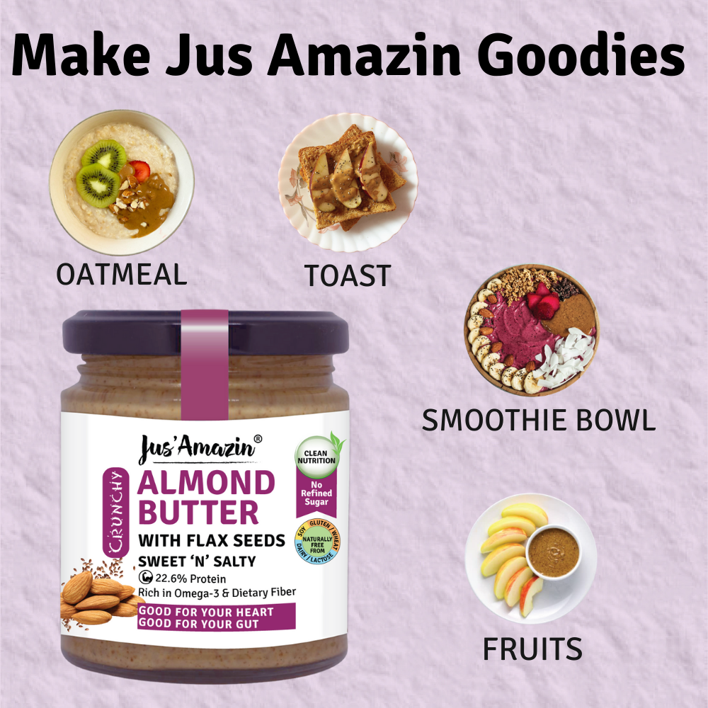 
                  
                    Almond Butter with Crunchy Whole Flax Seeds (200 g Glass Jar) | Rich in Omega-3
                  
                