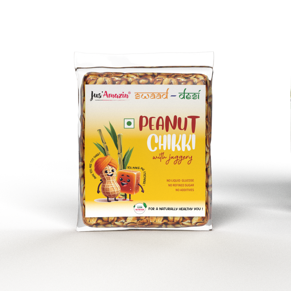 Peanut Chikki with Jaggery-100g- ( Pack of 5) |Rich in  Amino Acids, Protein ,Dietary Fiber & Anti-Oxidants| No Refined Sugar | No Liquid Glucose