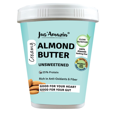 Almond Butter - Unsweetened | 25% Protein | 100% Almonds | Zero Additives | 100% Natural - 1 Kg Tub