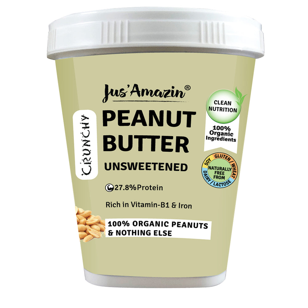 
                
                    Load image into Gallery viewer, Crunchy Organic Peanut Butter - Unsweetened |100% Organic Peanuts, &amp;amp; nothing else ! - 1 Kg Tub
                
            