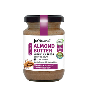 Almond Butter with Crunchy Whole Flax Seeds (Rich in Omega-3) - 125 g