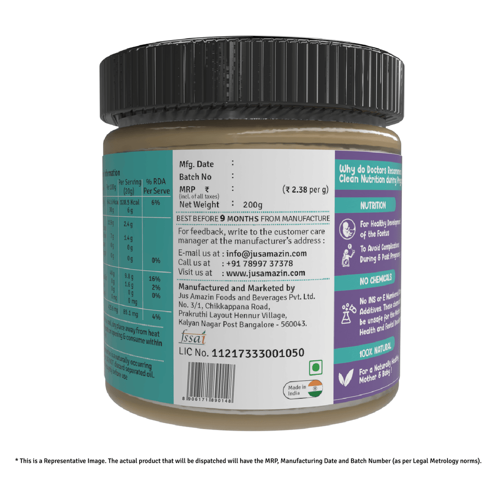 
                  
                    Jus Amazin Mom2B Spicy Almond & Seed Butter (200g) | For Pregnant & Nursing Women | High in Protein, Rich in Iron, Calcium & Folate | Clean Nutrition – 100% Natural, No Preservatives, No Chemicals
                  
                