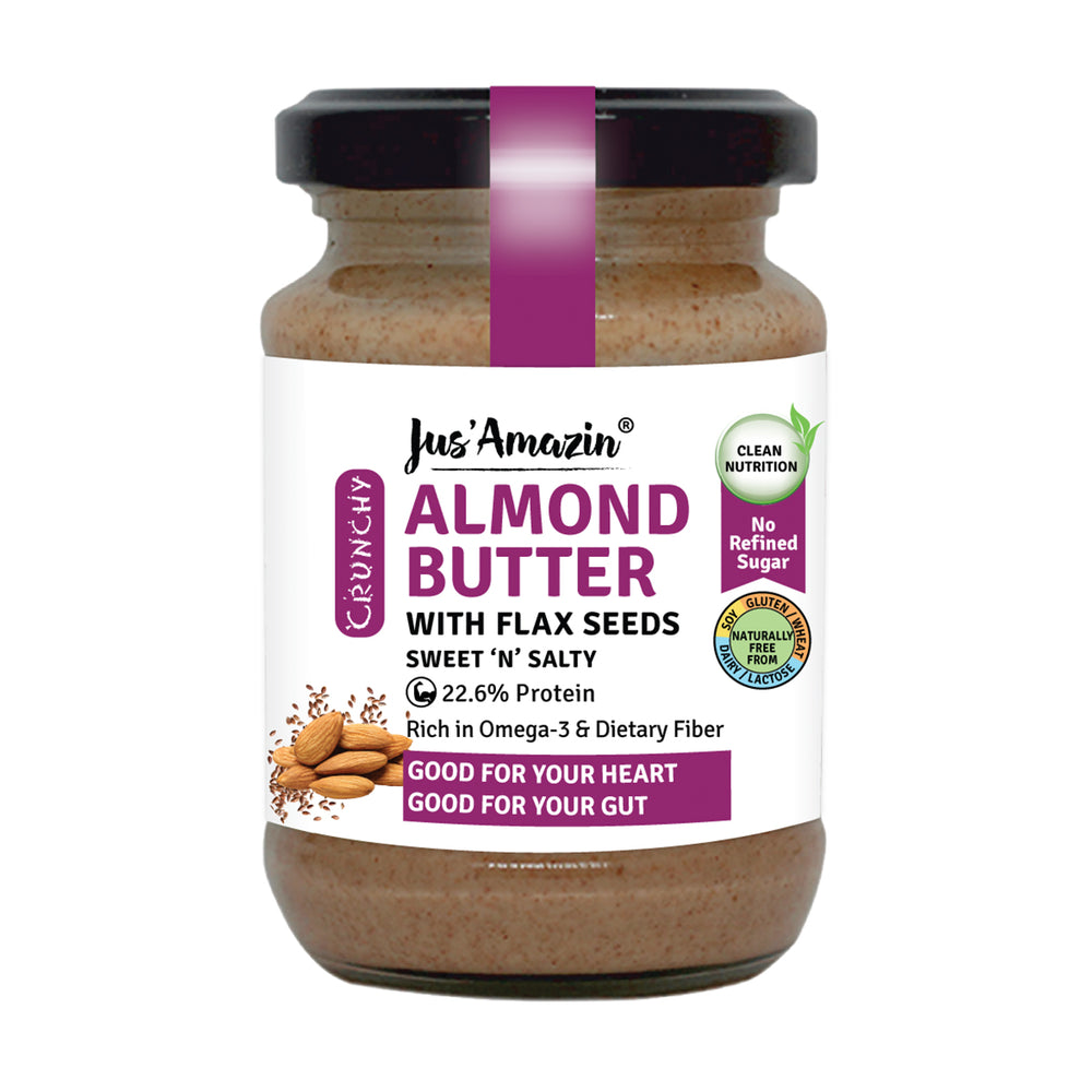 
                  
                    Almond Butter with Crunchy Whole Flax Seeds (200 g Glass Jar) | Rich in Omega-3
                  
                
