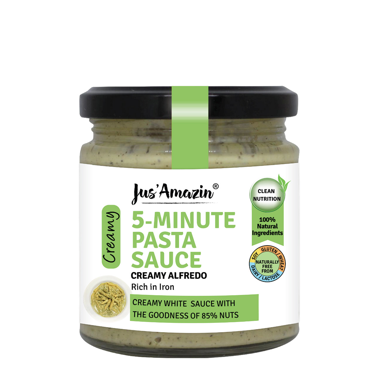 
                  
                    5-Minute Pasta Sauce - Creamy Alfredo (200g Glass Jar) | Only 5 Ingredients, 100% Natural | 85% Nuts | Zero Additives | Vegan & Dairy Free
                  
                