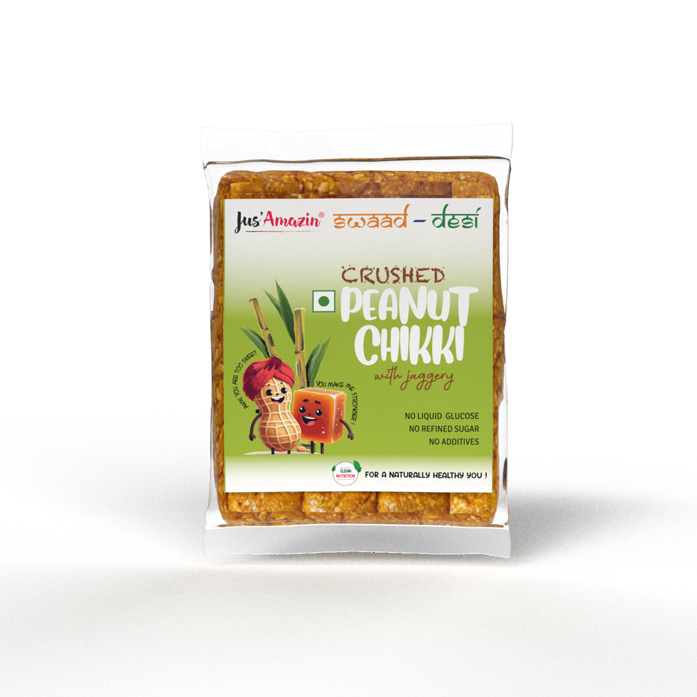 Crushed Peanut Chikki with Jaggery-100g -( Pack of 5) |Rich in  Protein, Dietary Fiber & Anti-Oxidants| No Refined Sugar | No Liquid Glucose
