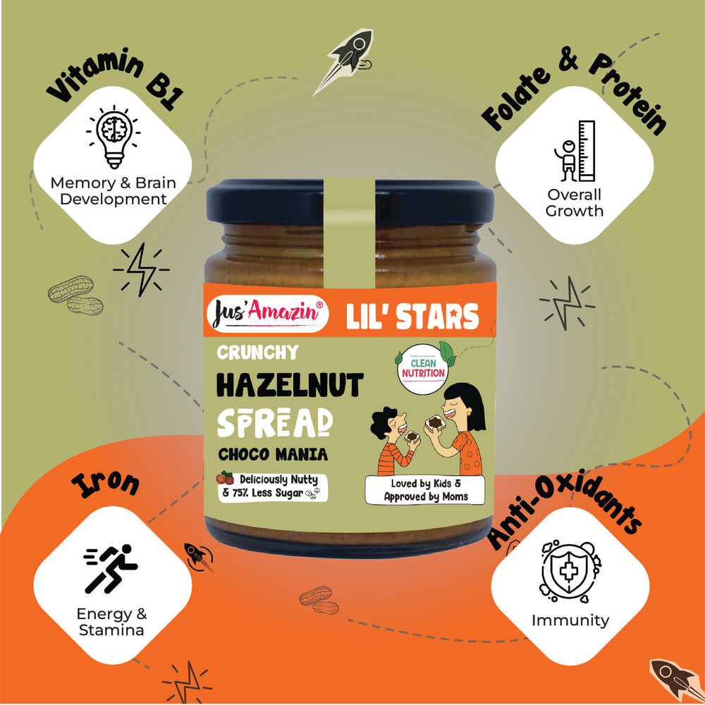 Lil' Stars Crunchy Hazelnut Spread-Choco Mania (200g Glass Jar)