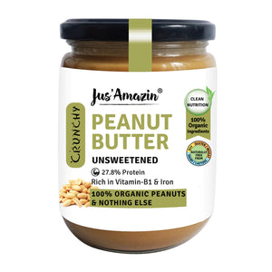 Organic Peanut Butter Unsweetened | 100% Organic Ingredients | 31% Protein - 500 g