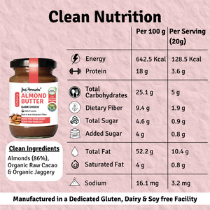 Almond Butter Dark Choco with Anti-oxidant Rich Organic Raw Cacao & Jaggery - 125 g