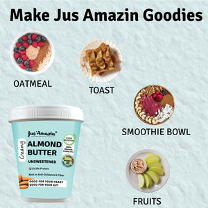 Almond Butter - Unsweetened | 25% Protein | 100% Almonds | Zero Additives | 100% Natural - 1 Kg Tub