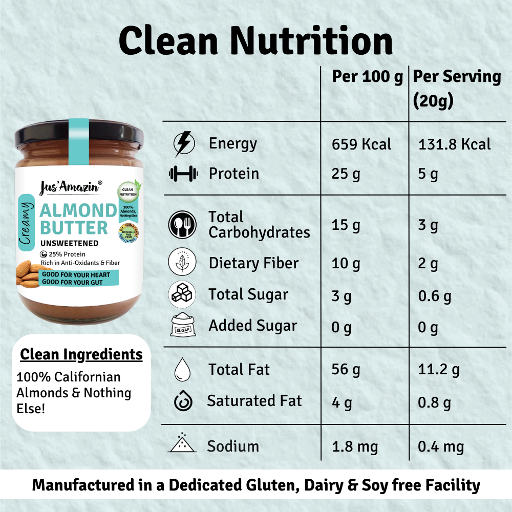
                
                    Load image into Gallery viewer, Almond Butter - Unsweetened | 25% Protein | 100% Almonds | Zero Additives | 100% Natural - 500 g
                
            