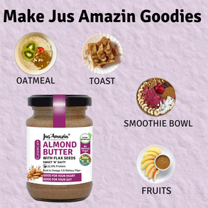 Almond Butter with Crunchy Whole Flax Seeds (Rich in Omega-3) - 125 g