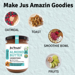 Almond Butter - Unsweetened | 25% Protein | 100% Almonds | Zero Additives | 100% Natural - 500 g