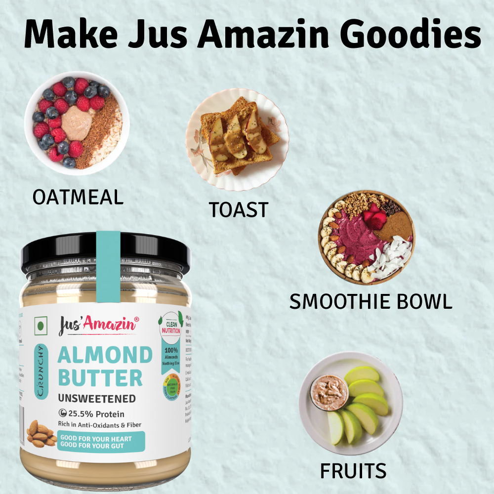 
                  
                    Crunchy Almond Butter - Unsweetened (500 g Glass Jar) | 25.5% Protein | 100% Almonds | 100% Natural
                  
                
