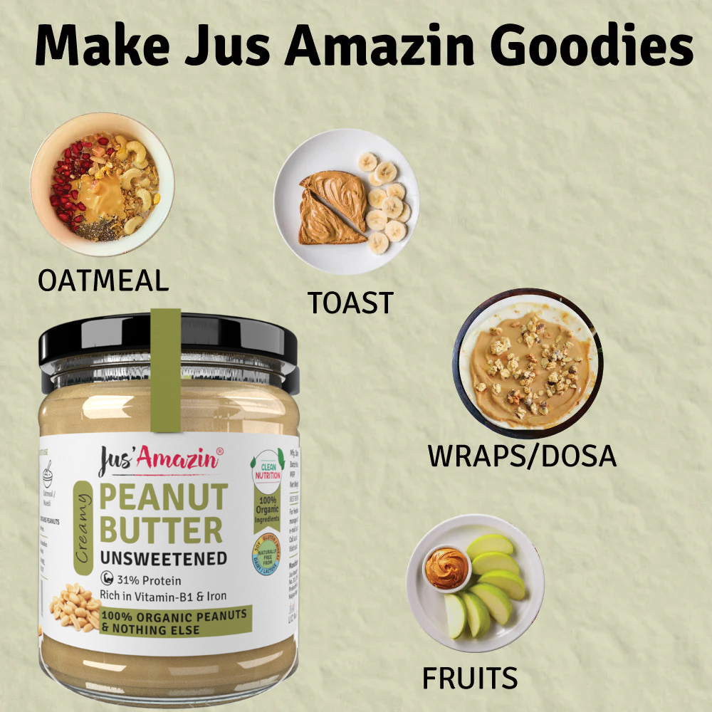 
                  
                    Organic Peanut Butter - Unsweetened (500g Glass Jar) | 100% Organic Ingredients | 31% Protein - 200 g
                  
                