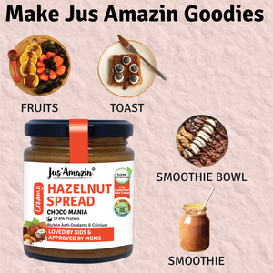 
                
                    Load image into Gallery viewer, Hazelnut Spread Creamy - Choco Mania (200g) | 4X Less Sugar &amp;amp; 3X More Protein | 80% Nuts &amp;amp; Raw Cacao
                
            