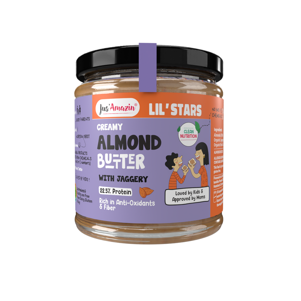 Lil' Stars Creamy Almond Butter with Jaggery (200g Glass Jar)