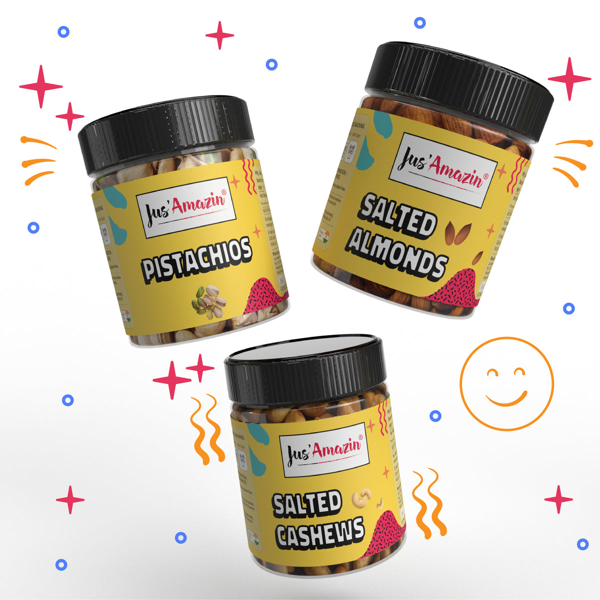 Box Jus Jus Amazin’s Funky Gift box of Healthy Nuts for Gifting | Roasted Nuts