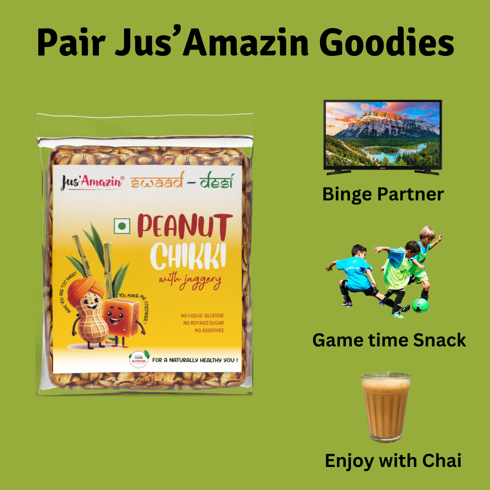 
                  
                    Crushed Peanut Chikki with Jaggery-100g -( Pack of 5) |Rich in  Protein, Dietary Fiber & Anti-Oxidants| No Refined Sugar | No Liquid Glucose
                  
                