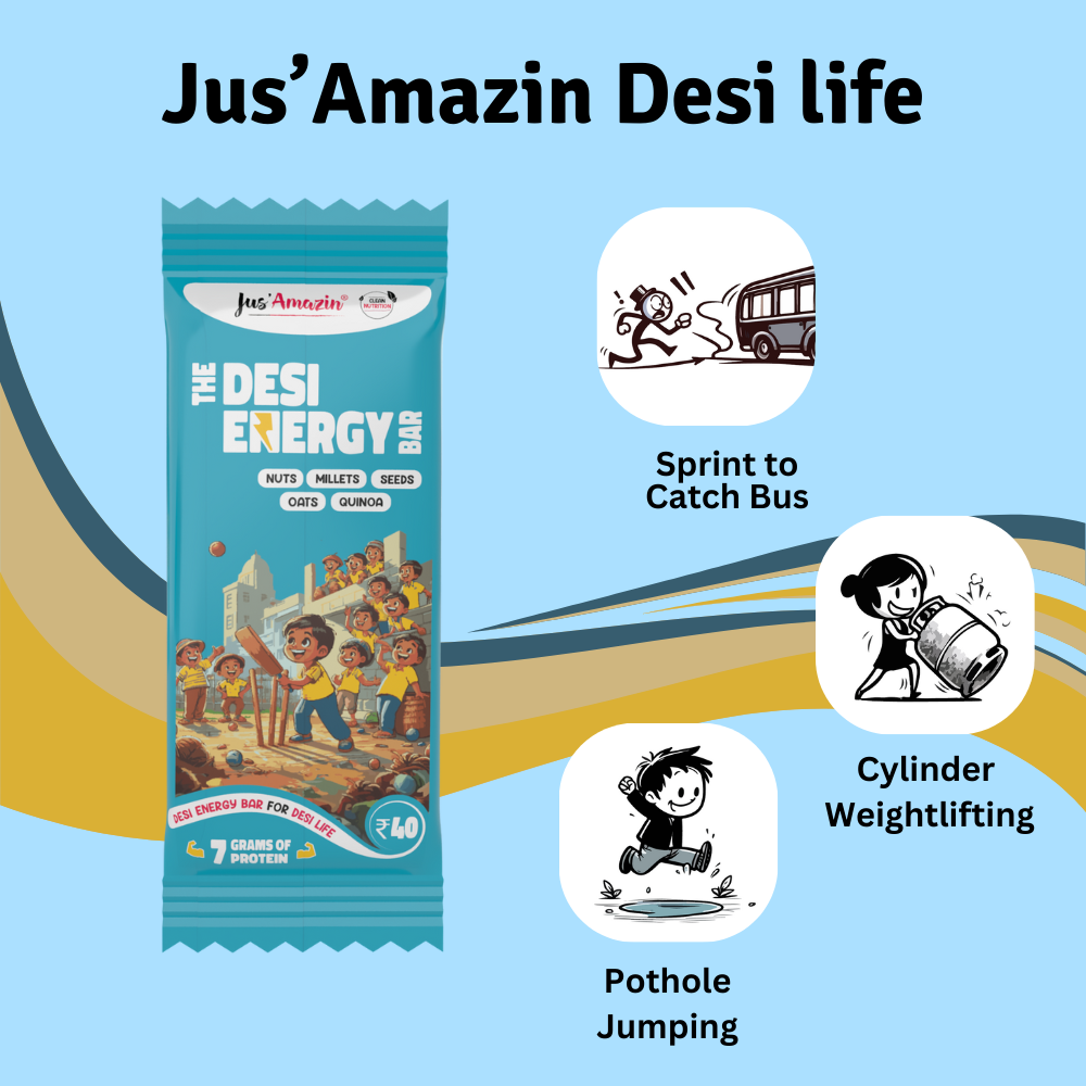 
                  
                    Desi Energy Bar-40 g-( Pack of 5) |Nuts | Millets | Seeds | Oats | Quinoa| Complete-Wholesome Snack – Energy Bar| 7 Grams of Protein
                  
                