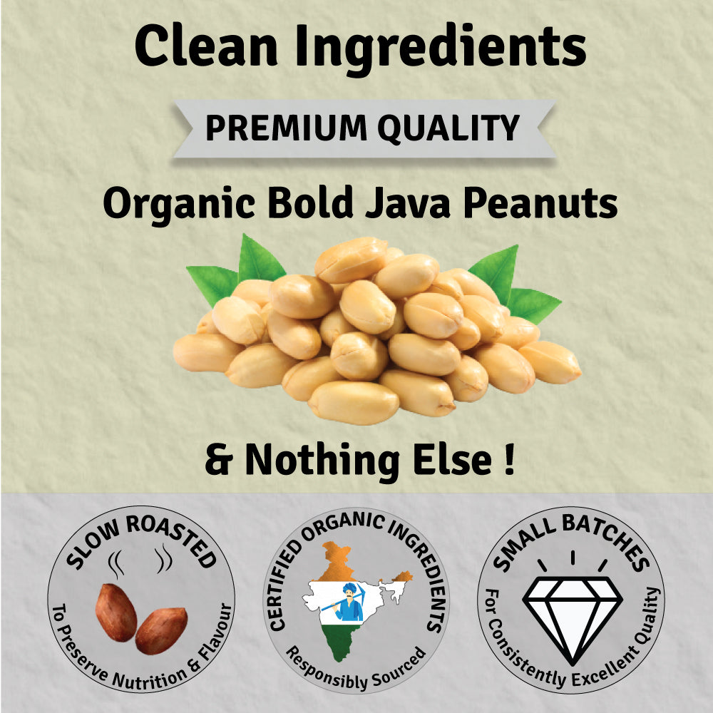 
                  
                    Crunchy Organic Peanut Butter Unsweetened (500 g Glass Jar)| 100% Organic Ingredients | 31% Protein
                  
                