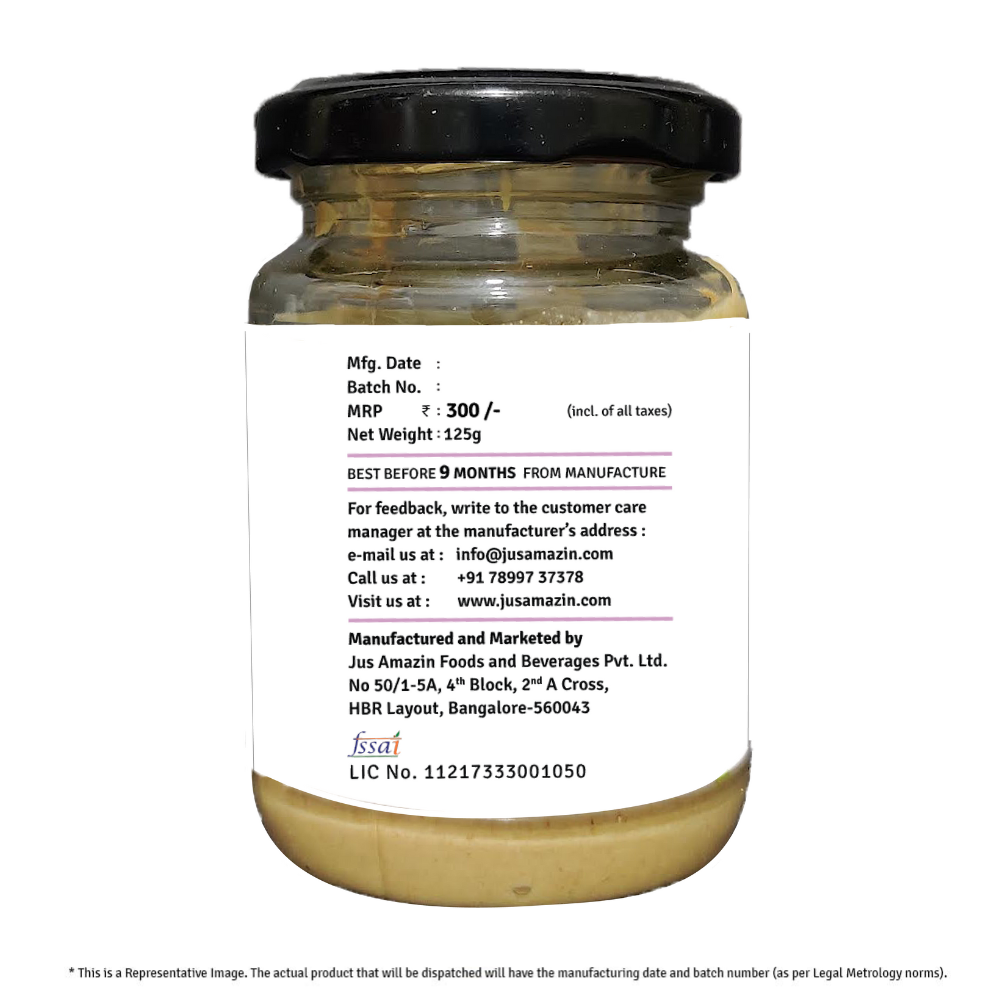 Almond Butter - Unsweetened | 25% Protein | 100% Almonds | Zero Additives | 100% Natural - 200 g