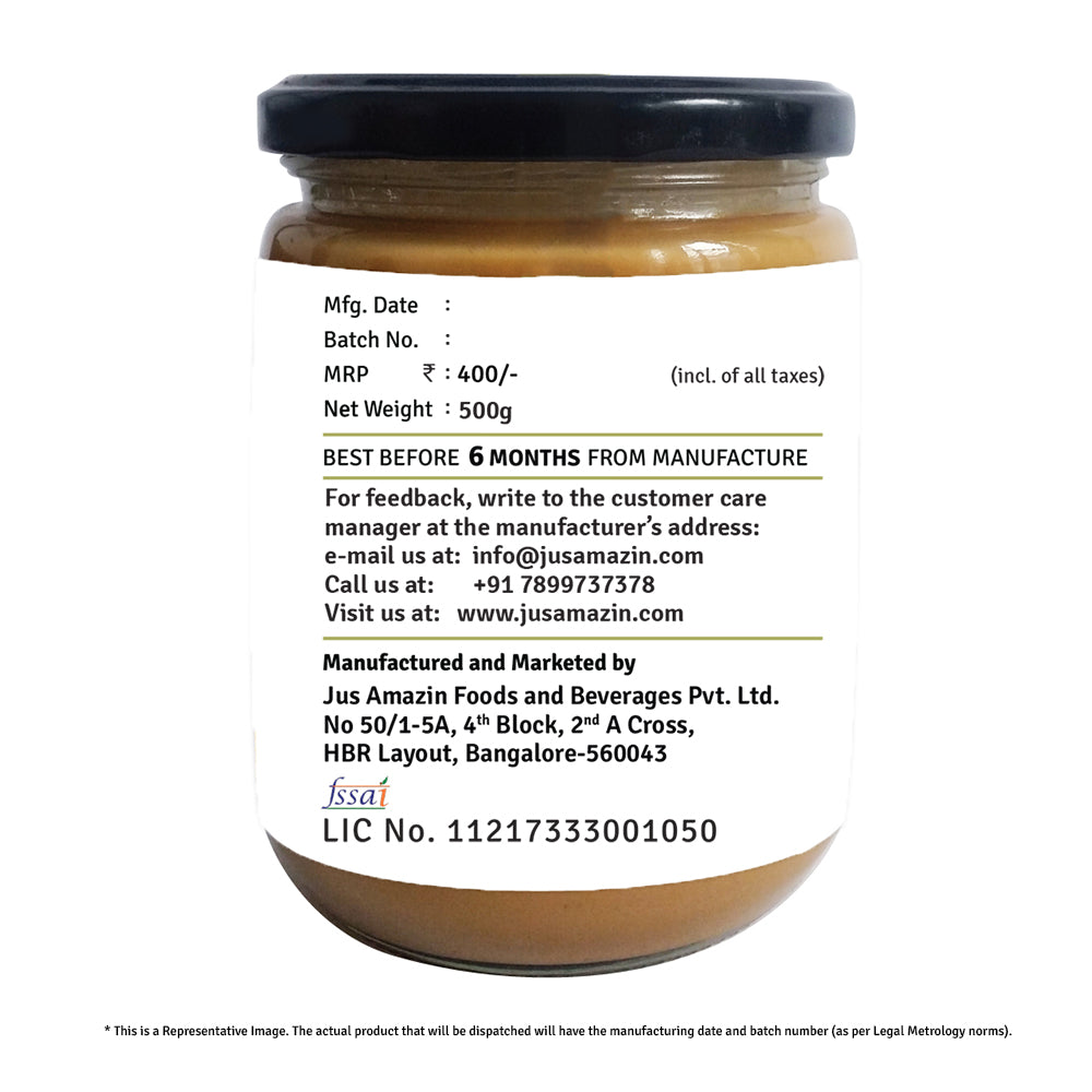 Organic Peanut Butter Unsweetened | 100% Organic Ingredients | 31% Protein - 500 g