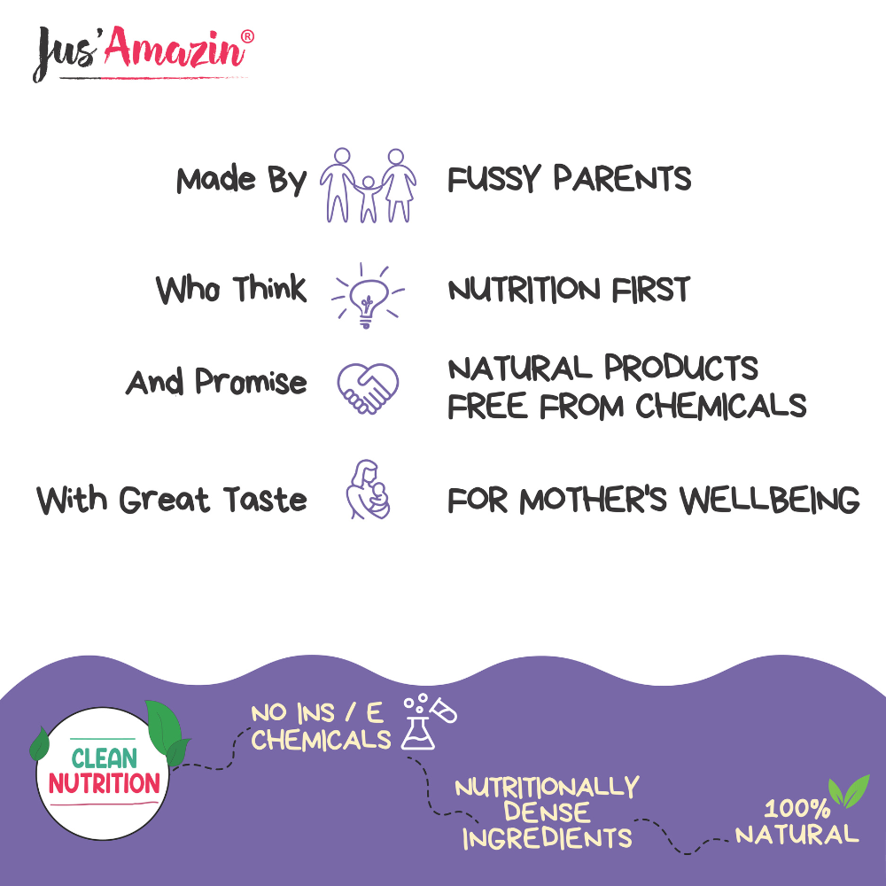 
                  
                    Jus Amazin MOM Bar (40g x 4) | Pack of 4 | Developed for Active Women & Moms - 4 Seeds, 2 Nuts, Jowar, Oats, Jaggery | Clean Nutrition - 100% Natural, 0% Junk/Chemicals | Flavour of Classic Chikki, No Glucose
                  
                