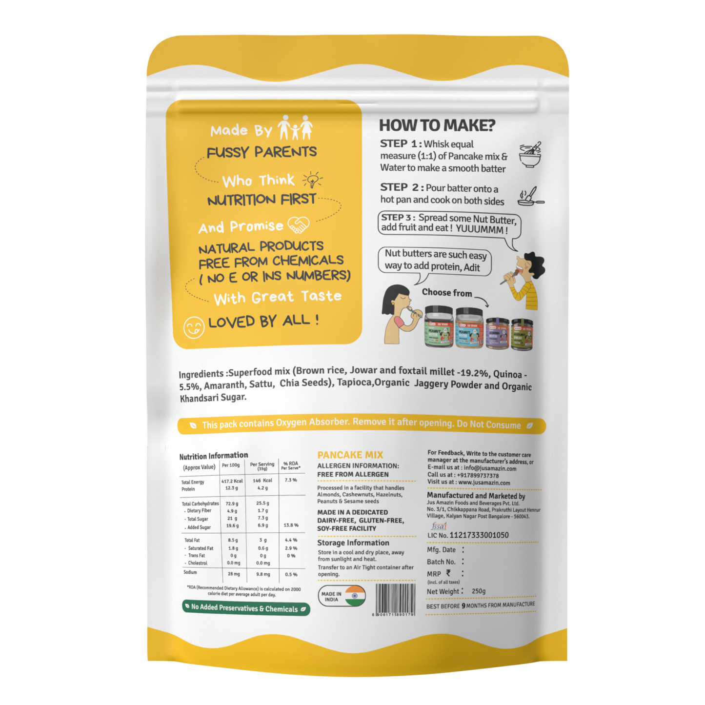 
                  
                    Millet & Quinoa Pancake Mix-Classic-250g|9 Essential Amino Acids|5 Whole Grains|0% Maida|0% Refined Sugar|0%Baking Soda
                  
                