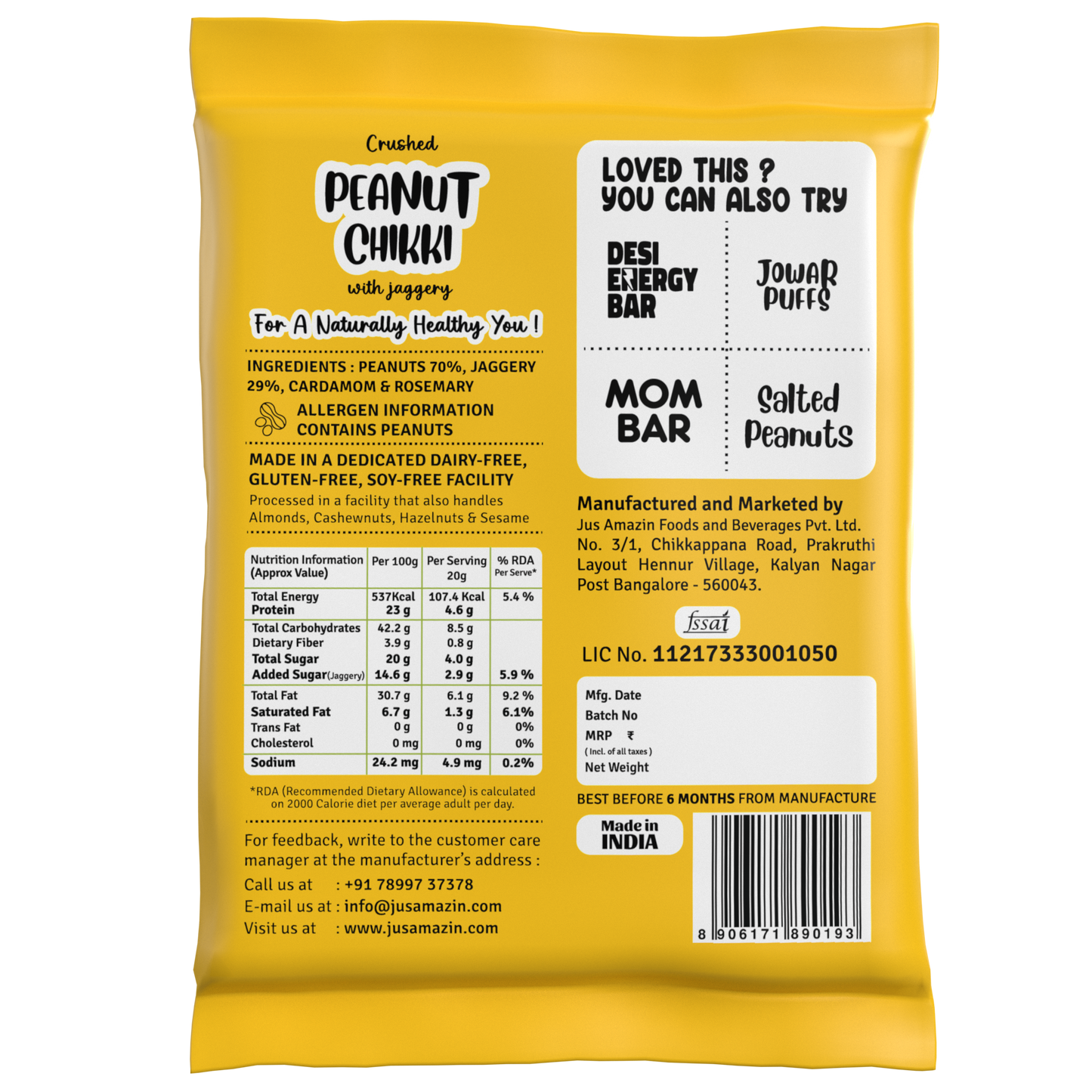 
                  
                    Peanut Chikki with Jaggery-100g- ( Pack of 5) |Rich in  Amino Acids, Protein ,Dietary Fiber & Anti-Oxidants| No Refined Sugar | No Liquid Glucose
                  
                