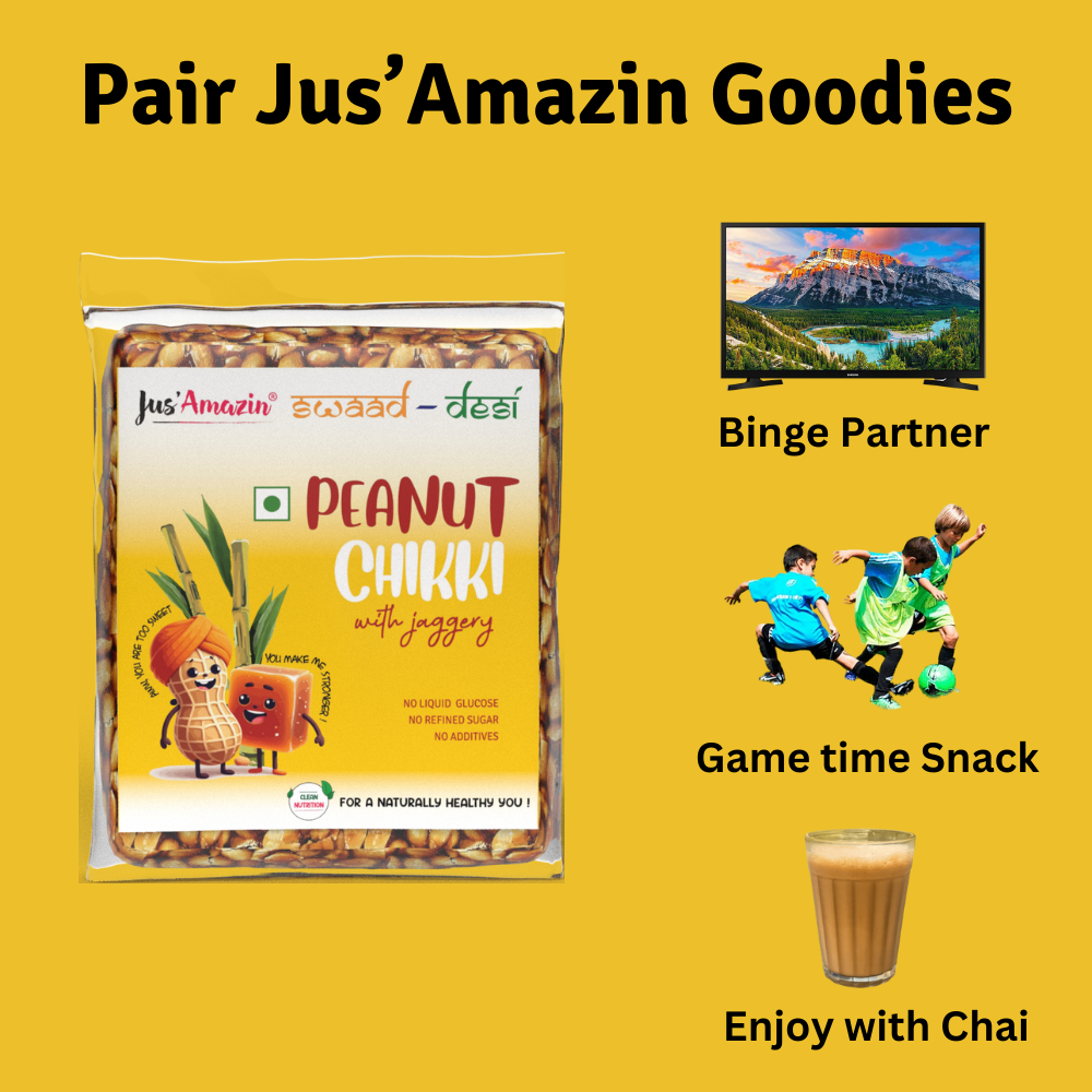 
                  
                    Peanut Chikki with Jaggery-100g- ( Pack of 5) |Rich in  Amino Acids, Protein ,Dietary Fiber & Anti-Oxidants| No Refined Sugar | No Liquid Glucose
                  
                
