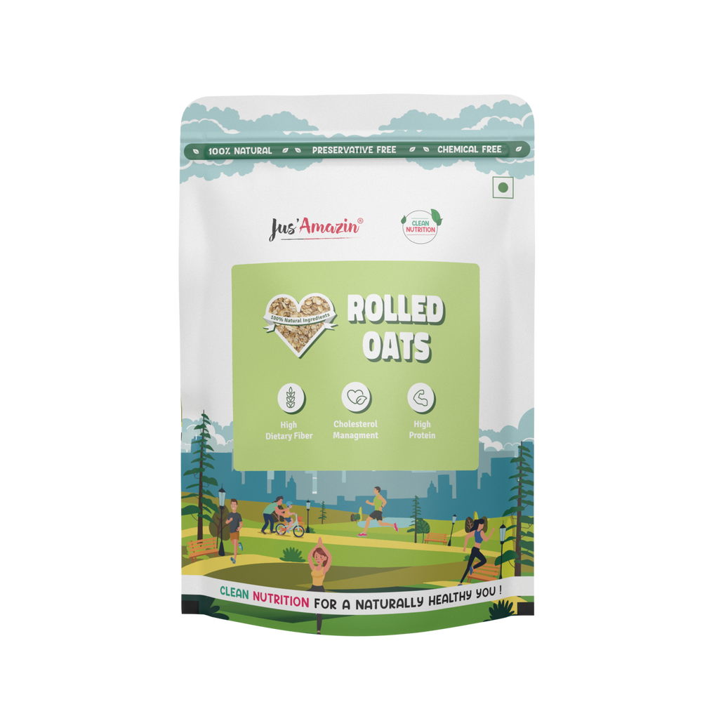 Rolled Oats | High Protein | With Beta Glucan Fiber | Cholesterol Management | Naturally Gluten Free | Clean Nutrition | 100% Natural - 500 g