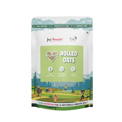 Rolled Oats | High Protein | With Beta Glucan Fiber | Cholesterol Management | Naturally Gluten Free | Clean Nutrition | 100% Natural - 500 g