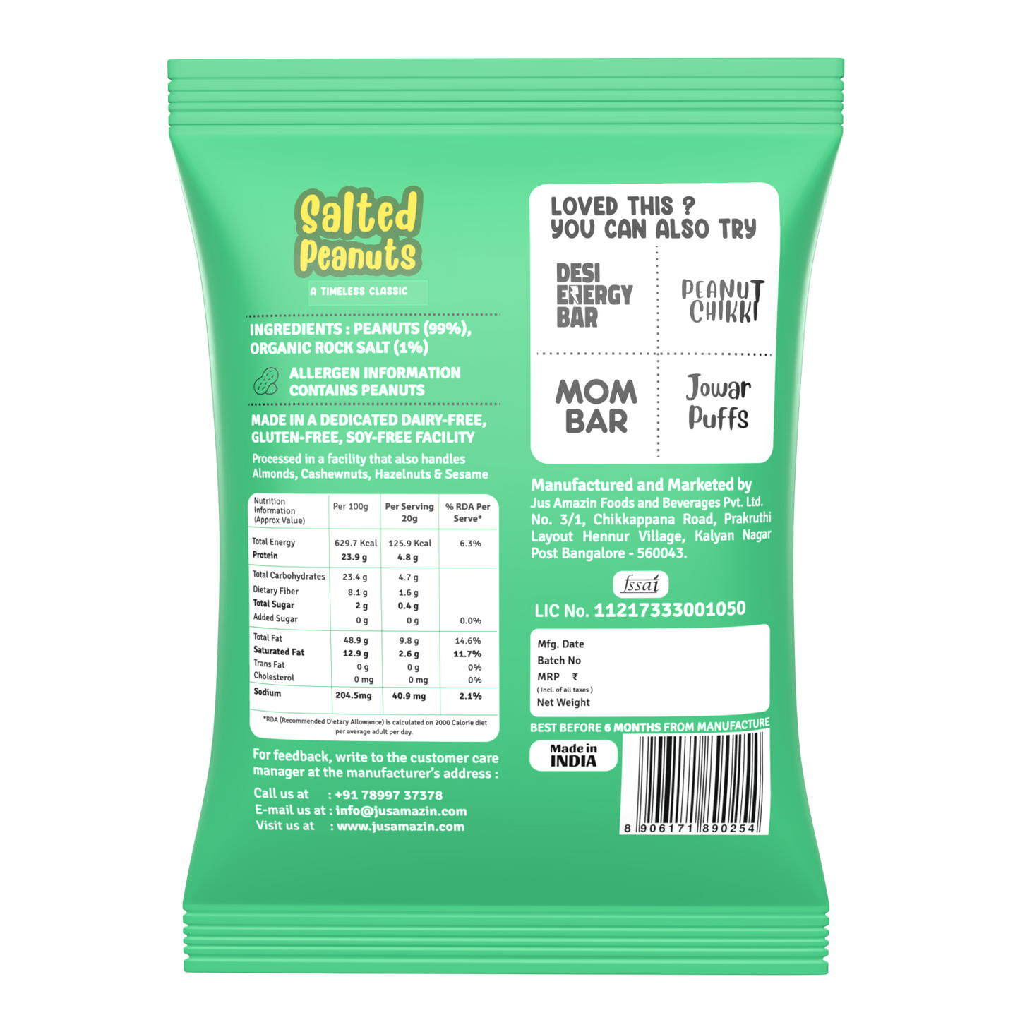 
                  
                    Salted Peanuts – Rich in Protein & Dietary Fiber| Roasted-Not Fried| Multi-Pack (20g x 10 Nos.)
                  
                