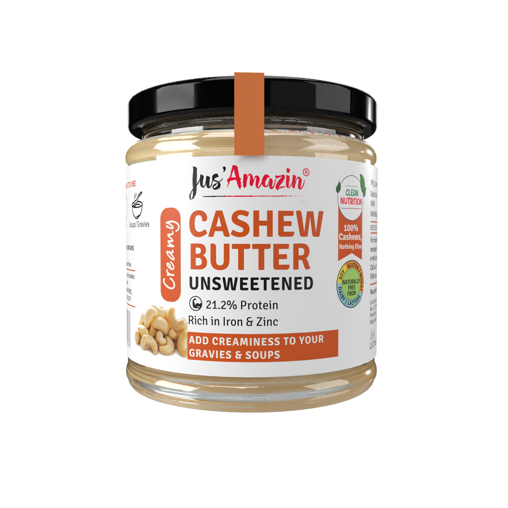 Cashewnut Butter Unsweetened (200g Glass Jar) | 100% Sugar-free