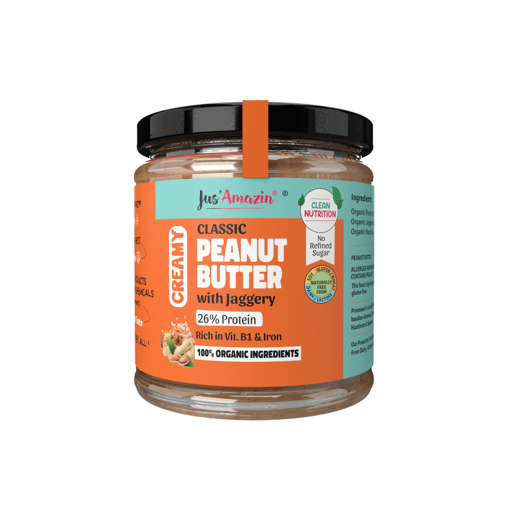 Classic Creamy Peanut Butter With Jaggery (200 g Glass Jar)
