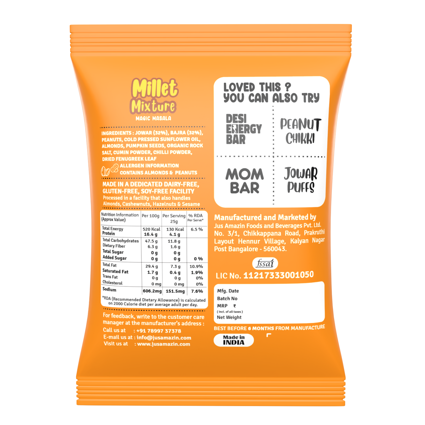 
                  
                    Millet Mixture-Magic Masala-30g- ( Pack of 8) | Roasted-Not Fried | Protein-Rich | Healthy Snack
                  
                