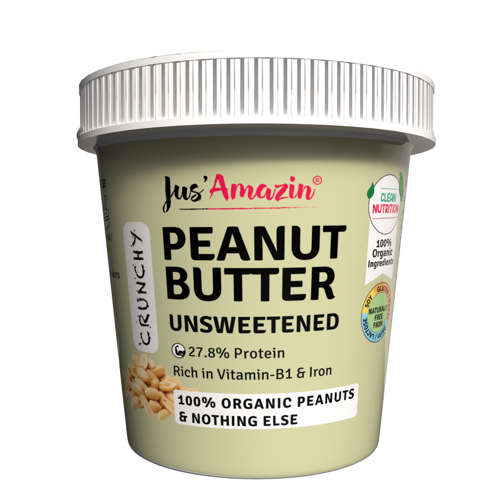 Crunchy Organic Peanut Butter - Unsweetened |100% Organic Peanuts, & nothing else ! - 1 Kg Tub