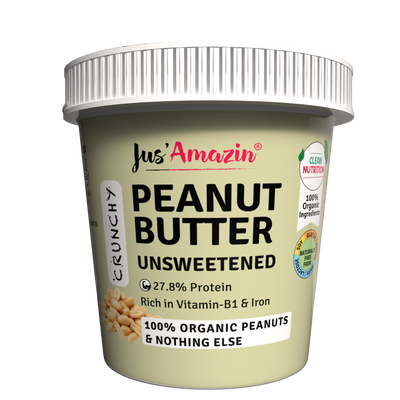 Crunchy Organic Peanut Butter - Unsweetened |100% Organic Peanuts, & nothing else ! - 1 Kg Tub