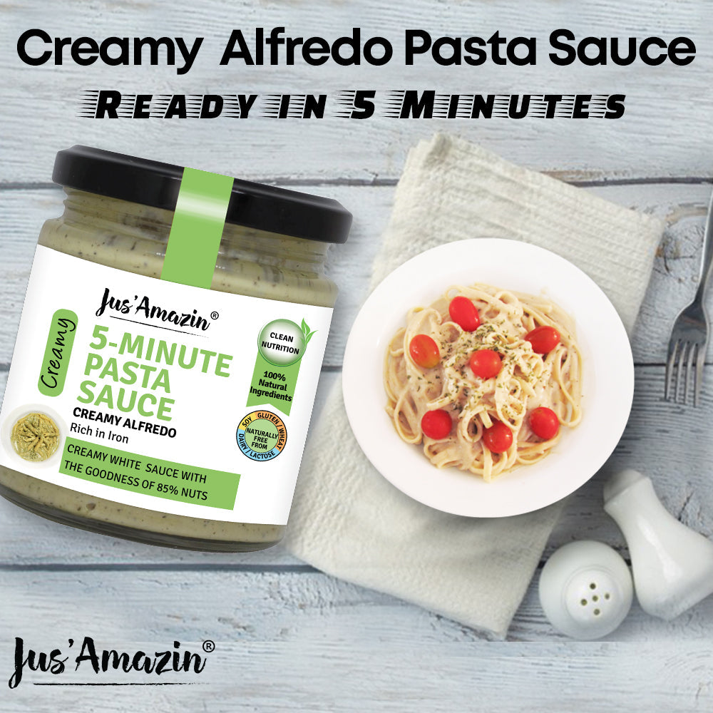 
                  
                    5-Minute Pasta Sauce - Creamy Alfredo (200g) | Only 5 Ingredients, 100% Natural | 85% Nuts | Zero Additives | Vegan & Dairy Free
                  
                