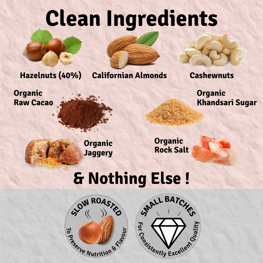 
                  
                    Hazelnut Spread Crunchy (200g) – Choco Mania | 4X Less Sugar & 3X More Protein | 80% Nuts & Raw Cacao
                  
                