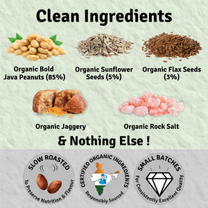 Organic Peanut Butter With Crunchy Whole Flax and Sunflower Seeds - 125 g