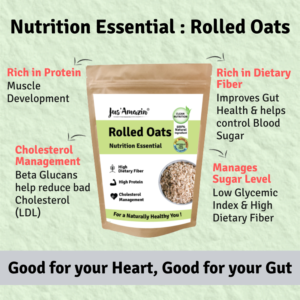 
                  
                    Rolled Oats | High Protein | With Beta Glucan Fiber | Cholesterol Management | Naturally Gluten Free | Clean Nutrition | 100% Natural - 500 g
                  
                