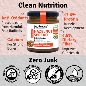 Hazelnut Spread Crunchy (200g) – Choco Mania | 4X Less Sugar & 3X More Protein | 80% Nuts & Raw Cacao