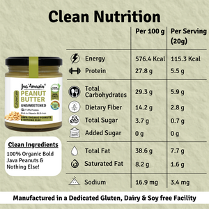 Crunchy Organic Peanut Butter - Unsweetened |100% Organic Peanuts, & nothing else ! - 200 g