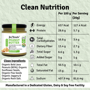 Organic Peanut Butter With Crunchy Whole Flax and Sunflower Seeds - 200 g