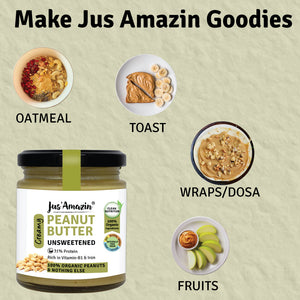 Organic Peanut Butter Unsweetened | 100% Organic Ingredients | 31% Protein - 200 g