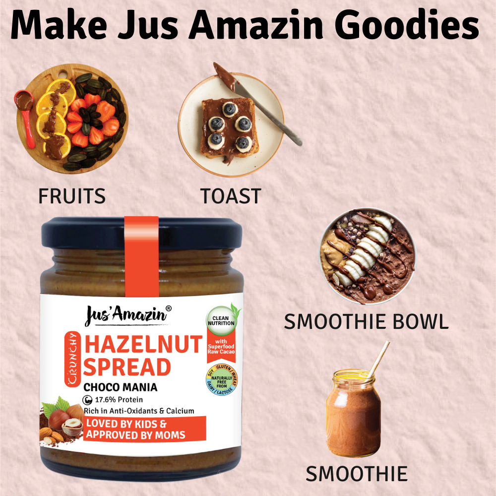 
                  
                    Hazelnut Spread Crunchy (200g) – Choco Mania | 4X Less Sugar & 3X More Protein | 80% Nuts & Raw Cacao
                  
                